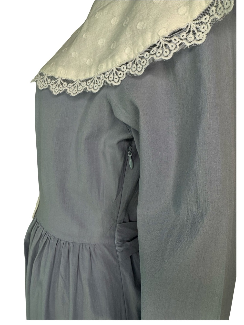 Scarlet Darkness Cottagecore Prairie Cameo Lace Collar Midi Dress Blue Cotton - Picture 10 of 16